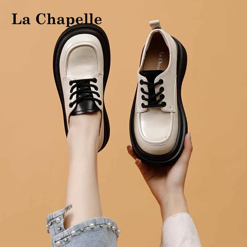 LA CHAPELLE拉夏贝尔乐福鞋女2023夏季系带小皮鞋英伦风圆头单鞋属于什么档次？