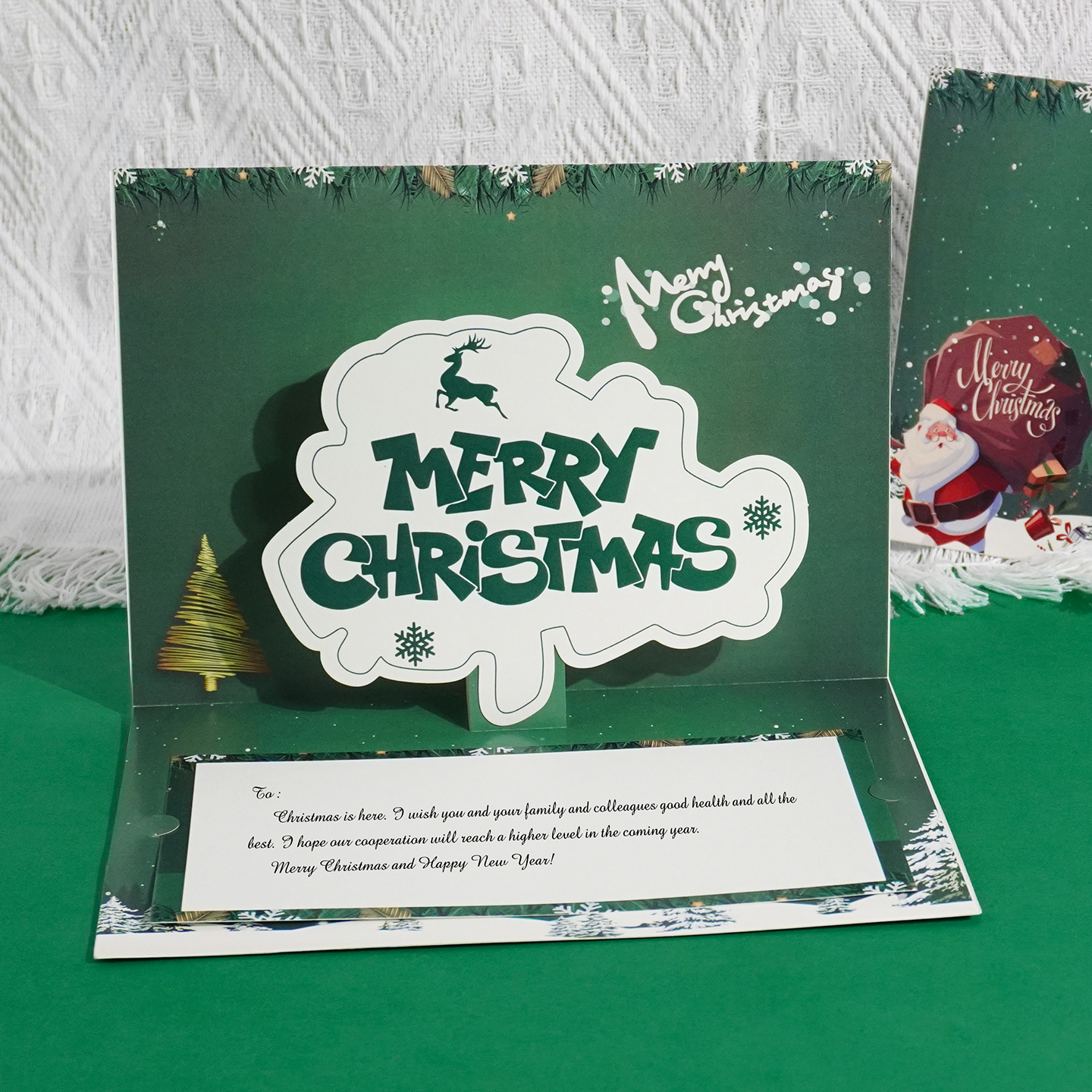 圣诞节贺卡定制立体3D英文卡片