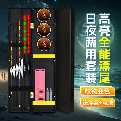 全套综合浮漂套装加粗醒目高灵敏浮漂咬钩变色日夜两用电子漂鱼漂