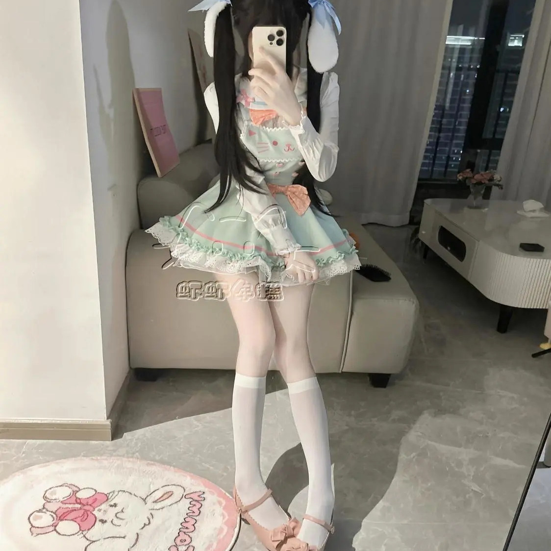 甜美jk少女制服蝴蝶结娃娃衬衣高腰显瘦背带裙蓬蓬裙日系可爱套装