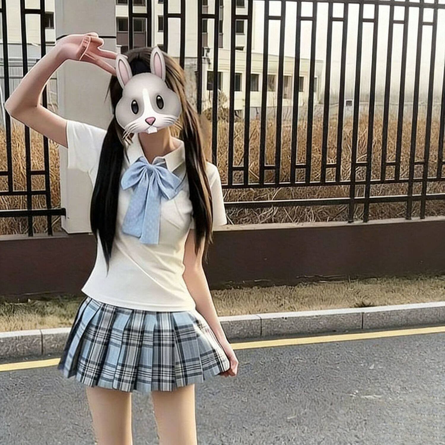 学院风夏季JK制服穿搭白色修身显瘦polo衫叠穿正版格裙套装