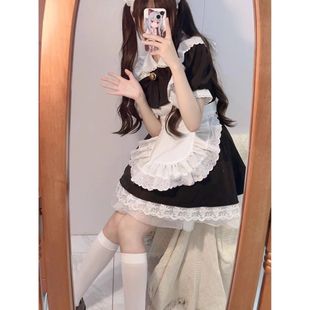 服洛丽塔可爱萌大蝴蝶结连衣裙cosplay动漫围裙lolita 黑白女仆装