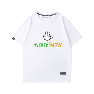 轻音少女周边T恤男k-on!平泽唯秋山澪蓝白碗动漫纯棉短袖女衣服潮