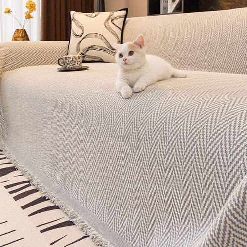 2025新款简约条纹雪尼尔沙发巾客厅高级感沙发盖布直排沙发套罩毯