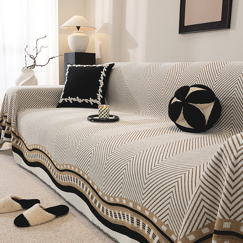 沙发盖布巾四季通用2025新款简约轻奢高级感条纹沙发巾沙发套罩毯