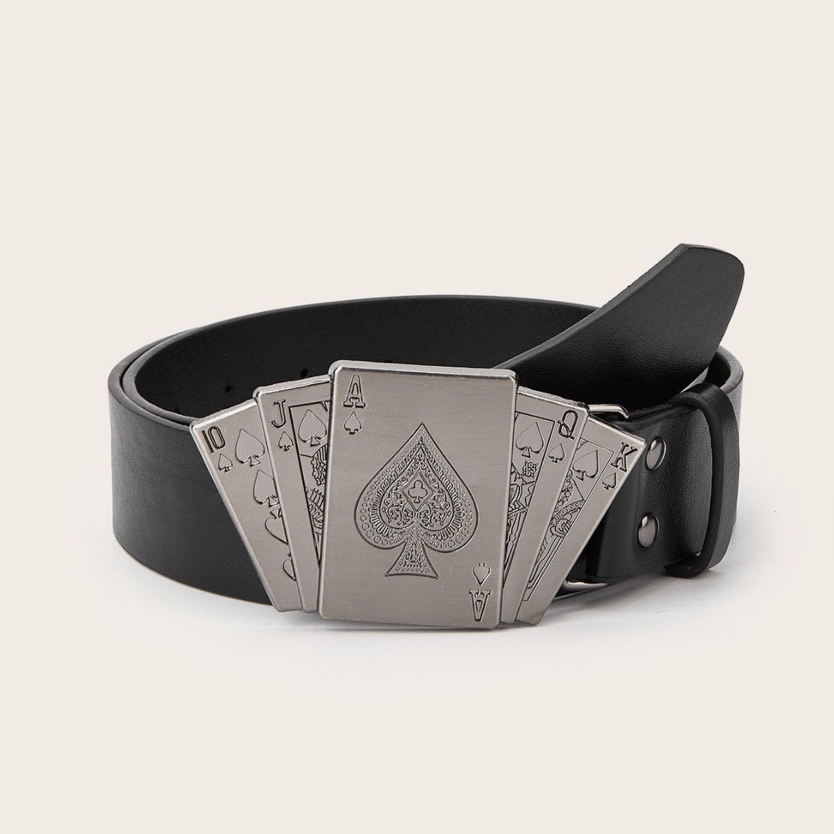 美式小众金属扑克黑色腰带女个性小众装饰裙子皮带时髦牛仔裤配饰