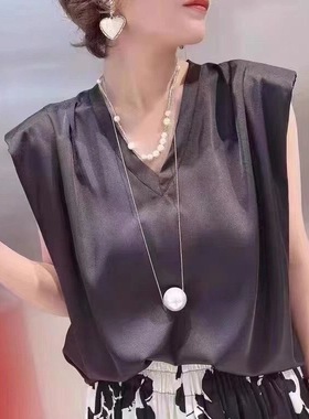 时尚长款大颗珍珠吊坠项链毛衣链