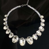 欧美小众设计感水钻链条串珠项链女轻奢短款 拼接冷淡风锁骨链颈链