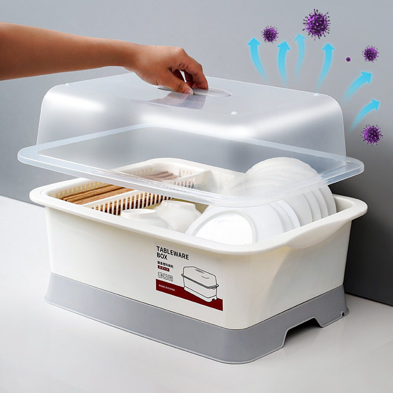 厨房带盖碗盆台面大容量家用塑料碗柜装碗碟柜双层沥水碗柜碗架,厨房/烹饪用具,厨房置物架/置物柜/角架,淘宝优惠券,粉丝福利购,淘宝优惠卷