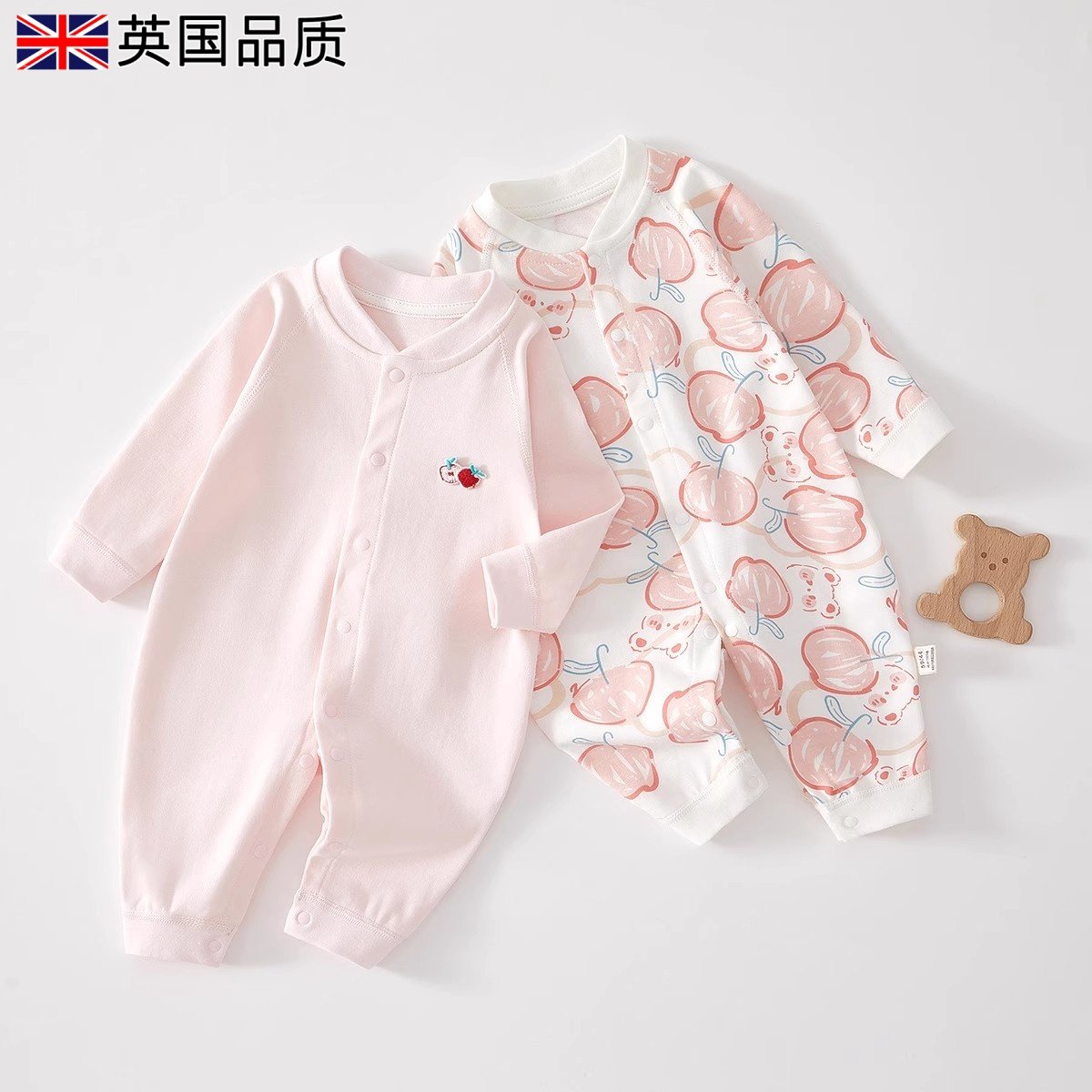 英国品质婴儿衣服A类纯棉秋冬初生无骨宝宝秋季哈衣新生儿连体衣