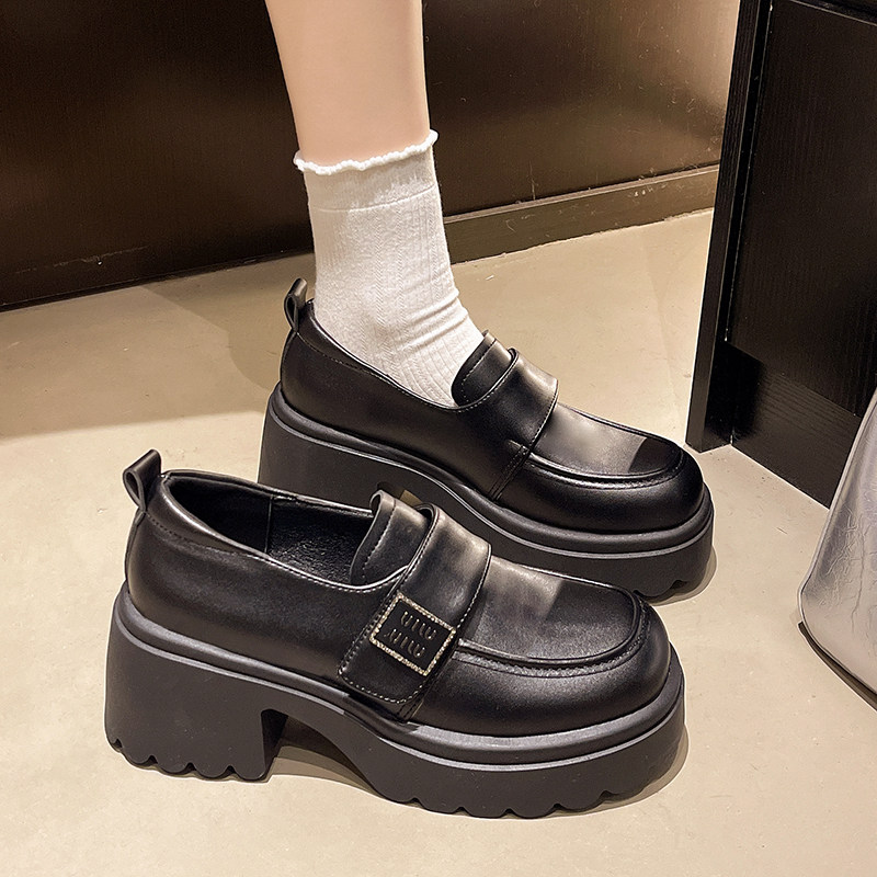 厚底粗跟英伦风小皮鞋女2026新款春秋百搭增高女鞋单鞋黑色乐福鞋,女鞋,深口单鞋,淘宝优惠券,粉丝福利购,淘宝优惠卷
