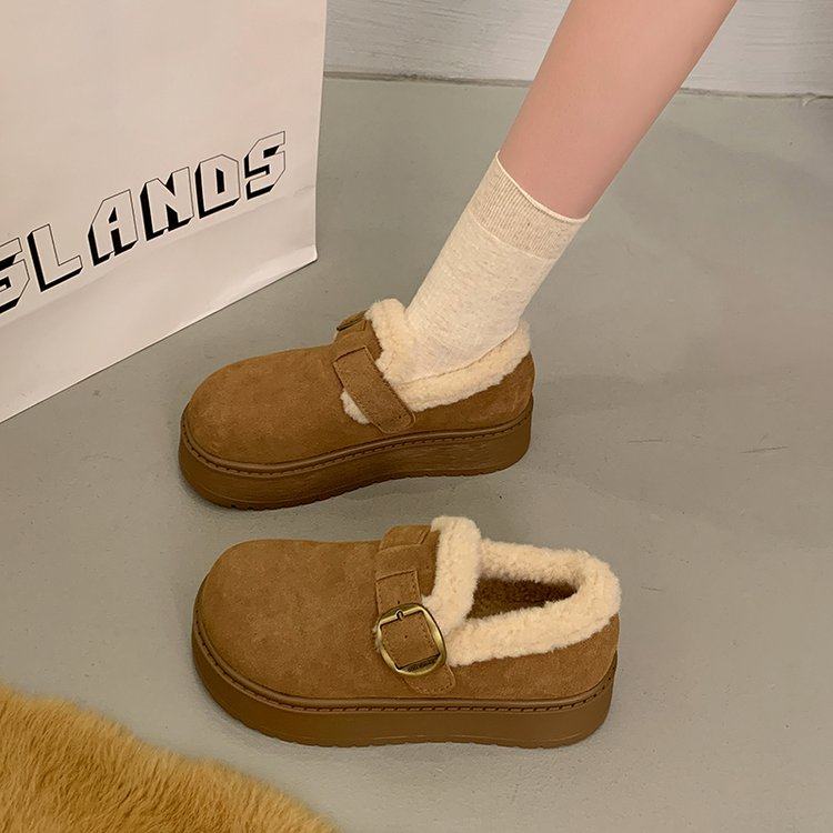 厚底加绒豆豆勃肯鞋女2025新款秋冬季外穿毛毛鞋子保暖棉鞋雪地靴,女鞋,浅口单鞋,淘宝优惠券,粉丝福利购,淘宝优惠卷