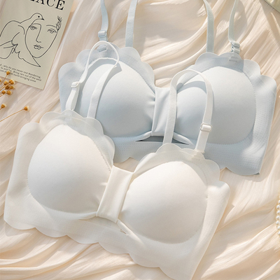 少女无钢圈文胸罩无痕抹胸纯欲内衣女聚拢收副乳薄款大胸显小