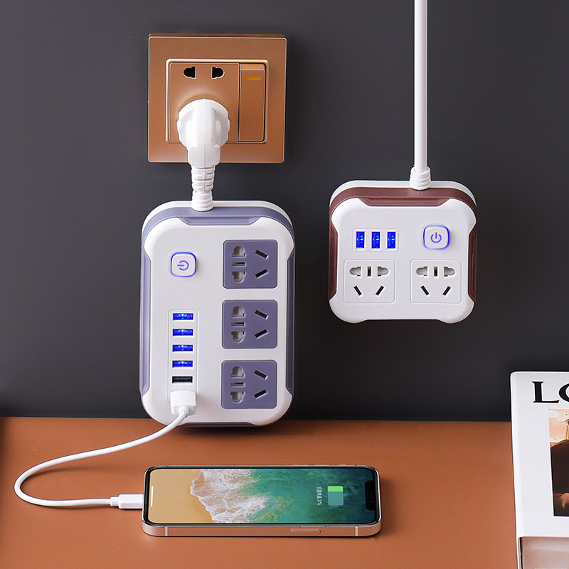 와이어 드래그 스트립이 있는 USB 전원 스트립 멀티 소켓이 있는 다기능 가정용 전원 스트립 소켓 패널 다공성