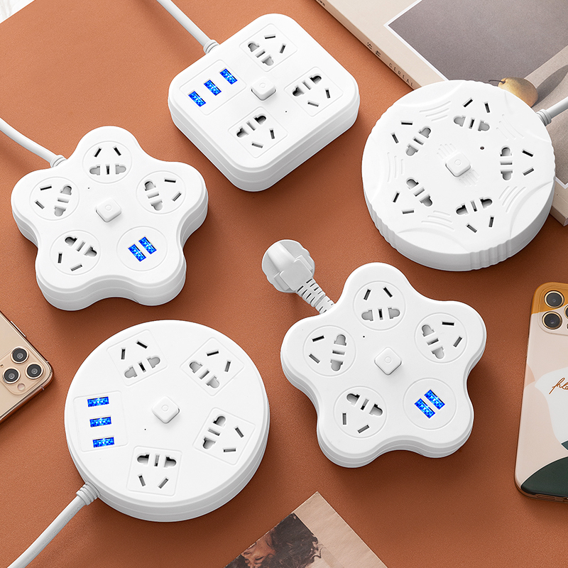 Household multi-function socket plug-in board with cable plug-in board multi-purpose plug-in converter plug with USB