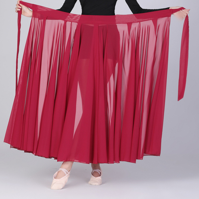 新疆舞练功裙一片式雪纺飘逸大摆