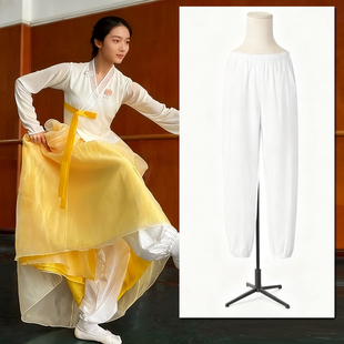 朝鲜族舞蹈练功裤子打底裤灯笼长裤显瘦民族舞蹈汉服打底白色衬裤