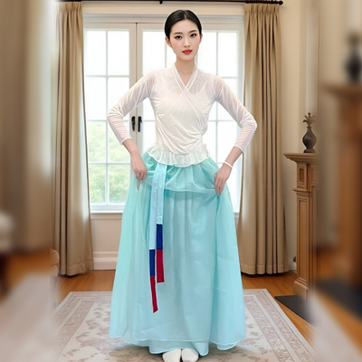 朝鲜族舞蹈服装女练功练习大摆裙