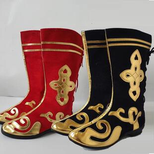 民族舞靴子蒙古舞蹈鞋演出表演鞋女童男高筒靴蒙古族藏族新疆舞鞋