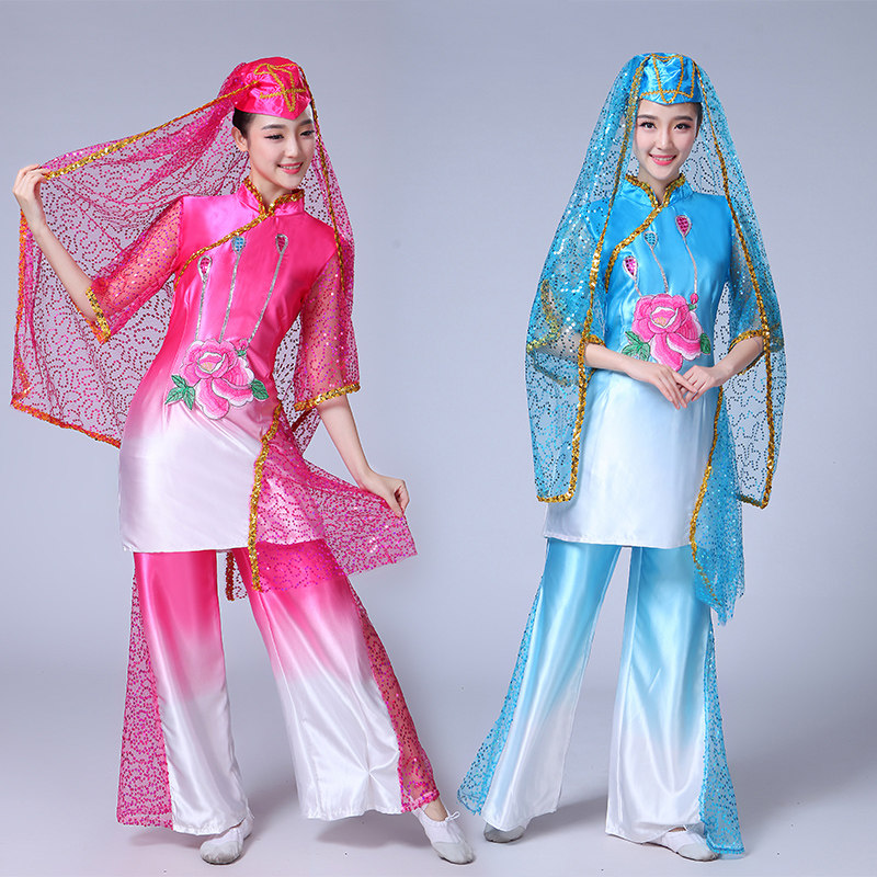 新款回族舞蹈演出服装少数民族服饰女成人元旦新疆维族民族风套装