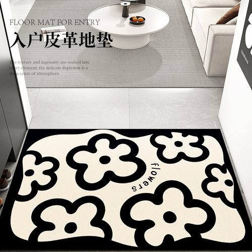法式复古入户地垫客厅门防滑脚垫皮革免洗耐脏地毯pvc可擦可裁剪