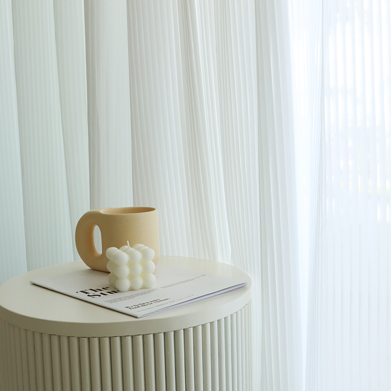 纱帘透光不透人白色打孔伸缩