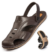 男夏季 牛筋底凉拖鞋 中年防滑洞洞沙滩鞋 包头橡胶凉鞋 韩版 休闲外穿