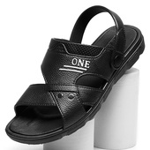 越南橡胶凉鞋 外穿两用厚底防滑中年 男夏透气塑料凉拖鞋 露趾沙滩鞋