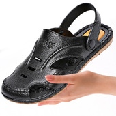 中年防滑外穿开车 牛筋底凉鞋 橡胶凉鞋 男夏厚底耐磨包头休闲沙滩鞋