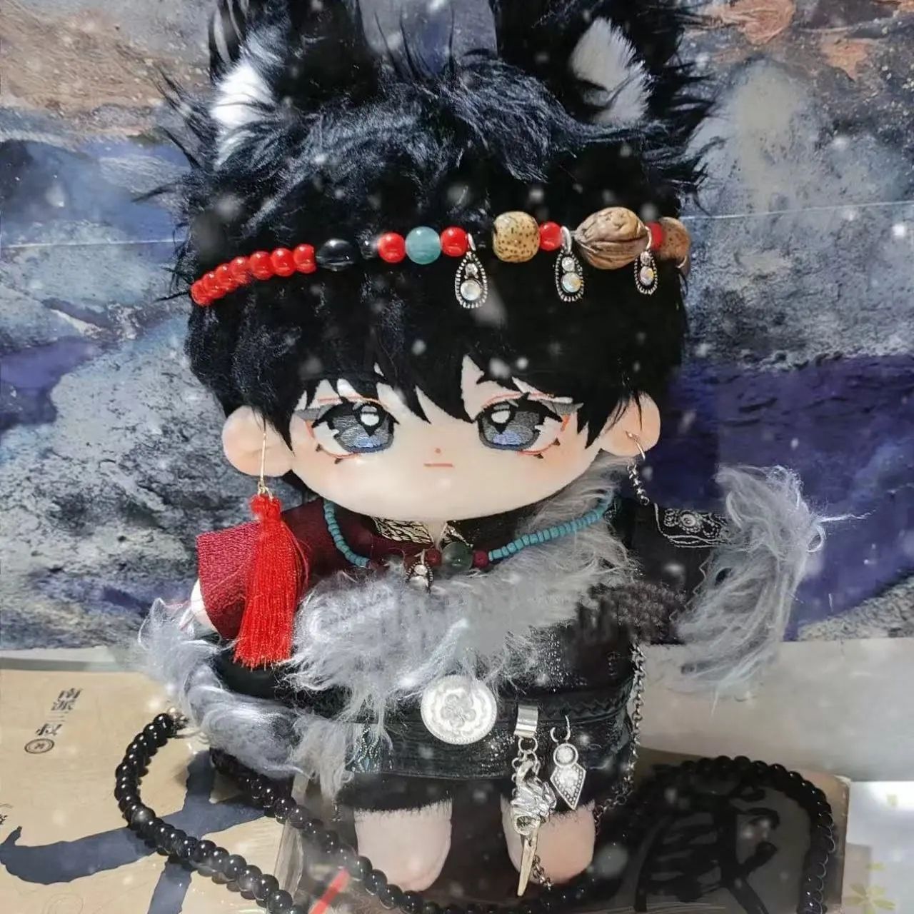 帅气盗墓笔记张起灵棉花娃娃20cm兽耳兽尾cos套装正版礼物送朋友