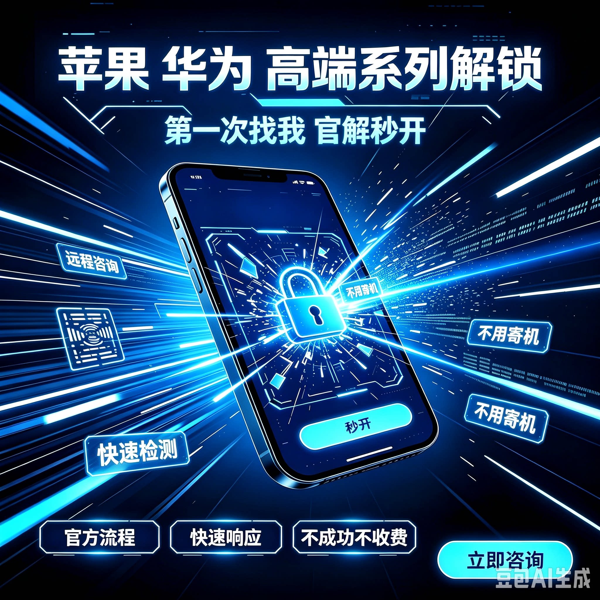 全机型远程解锁，忘掉密码一键解锁，适用于iPhone/华为高端系列图片