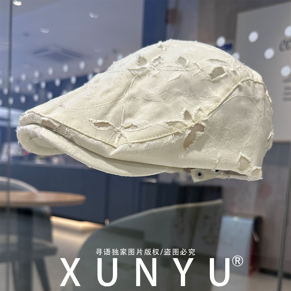 国风破洞花朵做旧前进帽