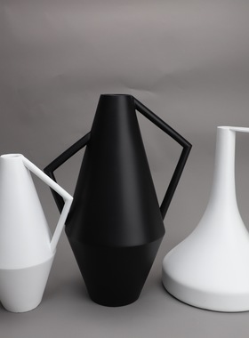 双耳壶树脂花器花插样板房售楼部卧室书房客厅摆件现代简约餐厅