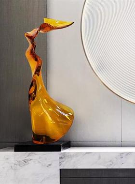 现代酒店别墅家居客厅电视柜抽象艺术摆件透明树脂雕塑桌面装饰品