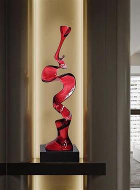 现代抽象玄关摆件客厅电视柜桌面高级感透明树脂雕塑软装饰工艺品