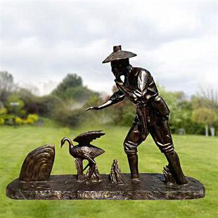 玻璃钢仿铜人物雕塑民风民俗公园步行街铸铜雕塑渔文化主题摆件