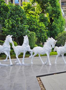 玻璃钢大型马雕塑仿真马模型户外庭院子花园商场美陈园林景观装饰