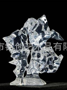 铂晶透明雕塑轻奢摆件酒店玄关客厅装饰树脂太湖石样板间售楼处