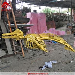 蛇颈龙鱼龙骨架化石仿真恐龙古生物玻璃钢化石树脂动物骨架标本