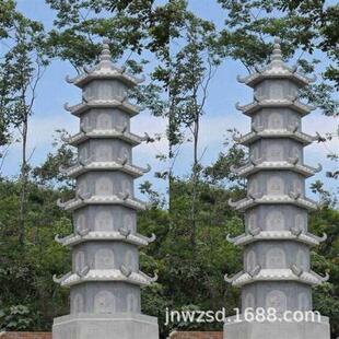 景区石塔图片大全寺庙石刻佛塔制作厂家园林景观石造六边塔价格