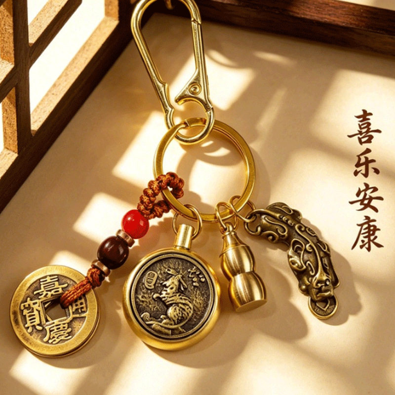 热卖款十二生肖招财进宝旋转黄铜