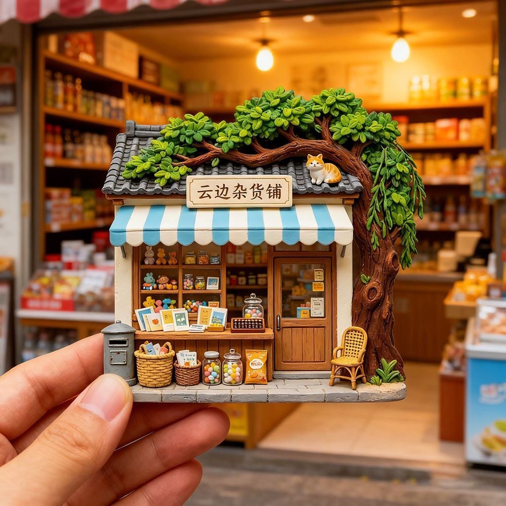 云边杂货铺树脂磁吸浮雕冰箱贴文
