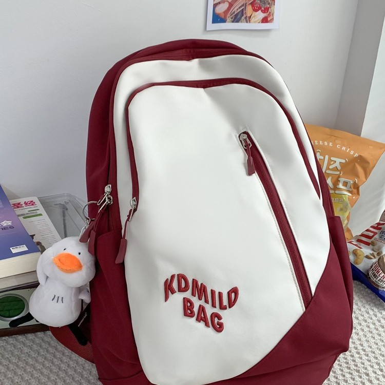 拼色书包少女生大学生新款森系高