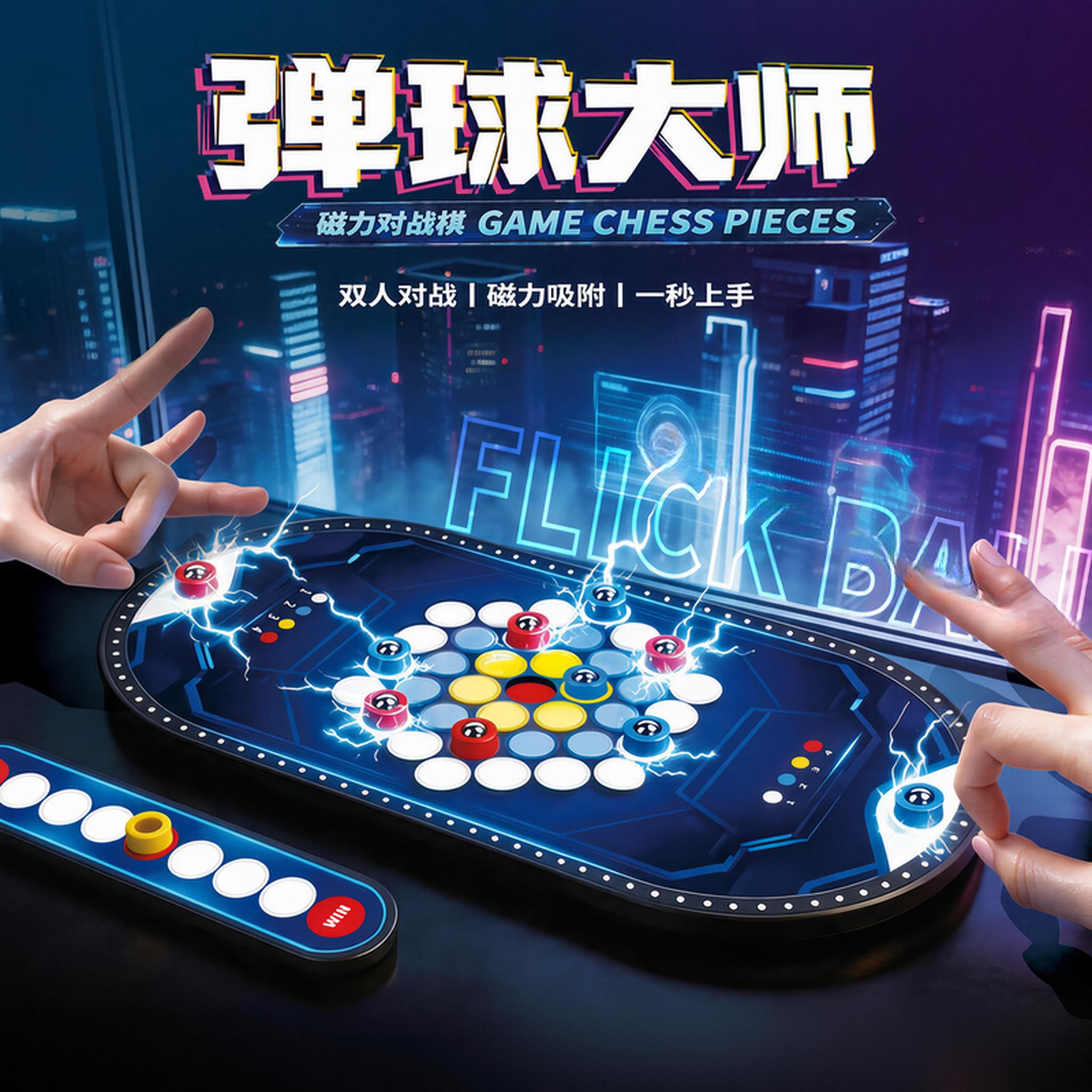 儿童益智弹弹棋磁吸曲流球双人对