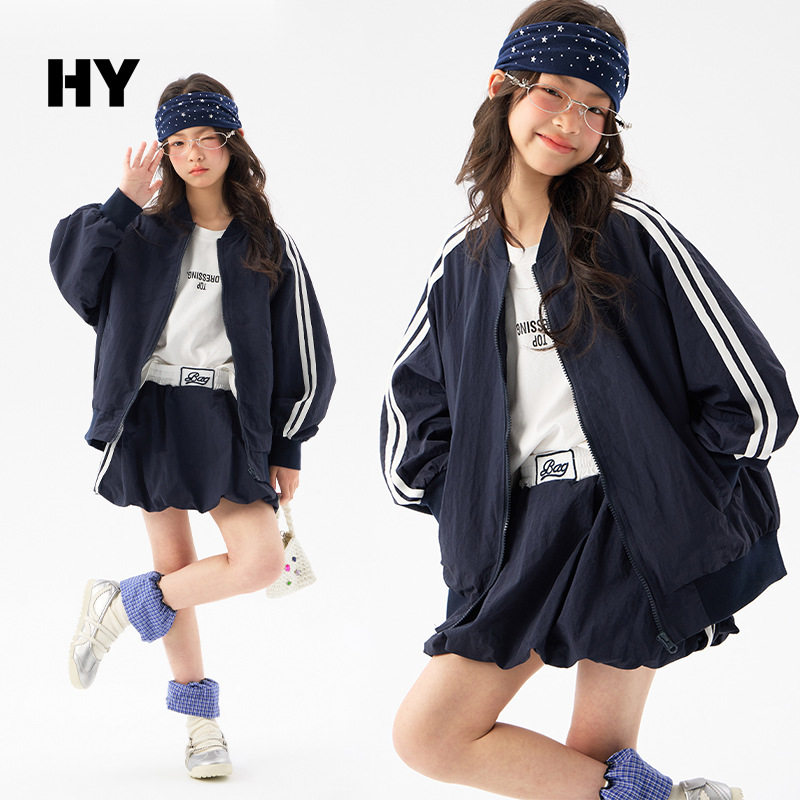 童装儿童外套春季新款2026洋气女童套装棒球服夹克女孩中大童短裤