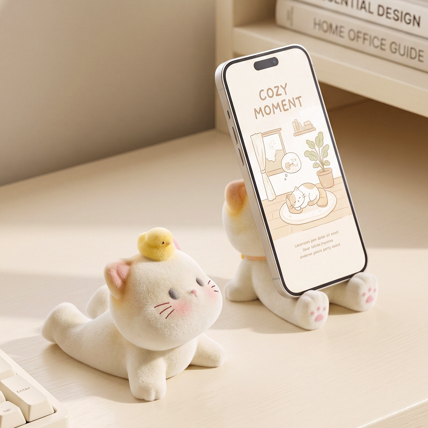 可爱猫咪植绒摆件卡通治愈办公室
