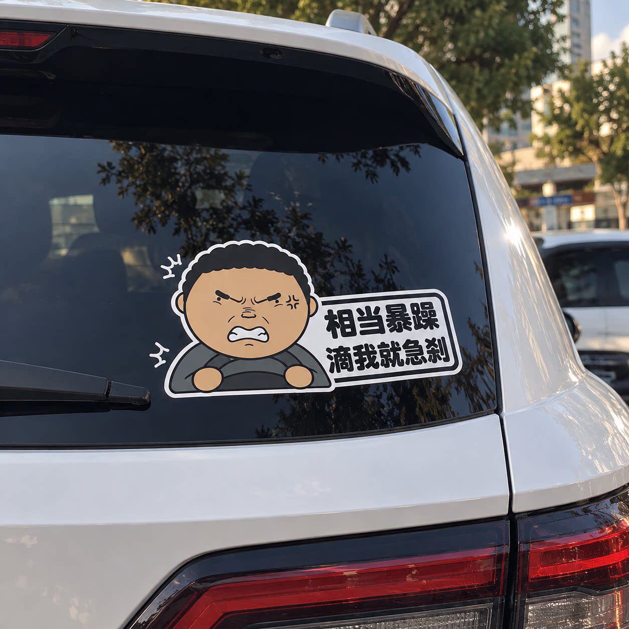 公路车贴战斗脸搞怪抽象车尾反光