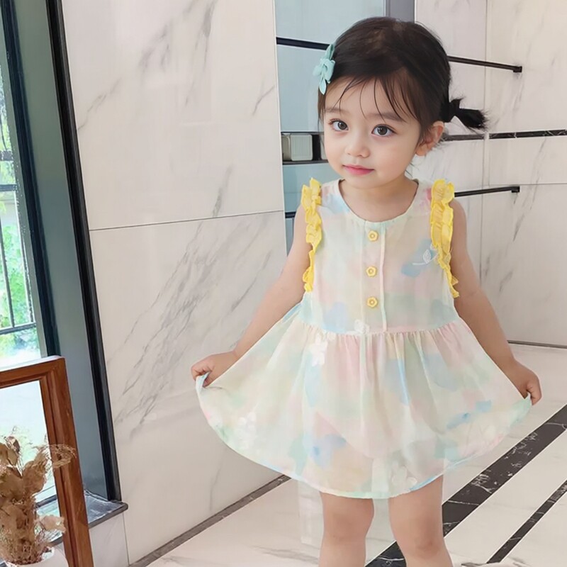 [鸣爬]婴儿夏季薄款连体衣裙子女宝时尚洋气连衣裙背带裙小公主裙
