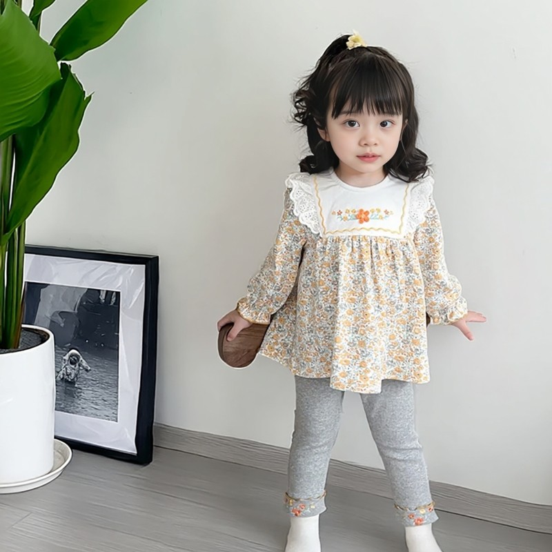 [new idea]女童宝宝春秋学院风可爱甜美可外穿上衣洋气打底裤套装