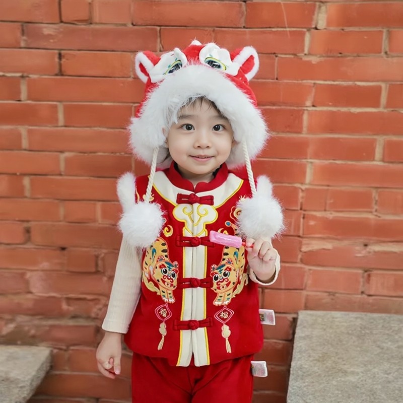 [本印苏拉]宝宝冬季国风加绒加厚外穿马甲背心婴儿过年服无袖外套